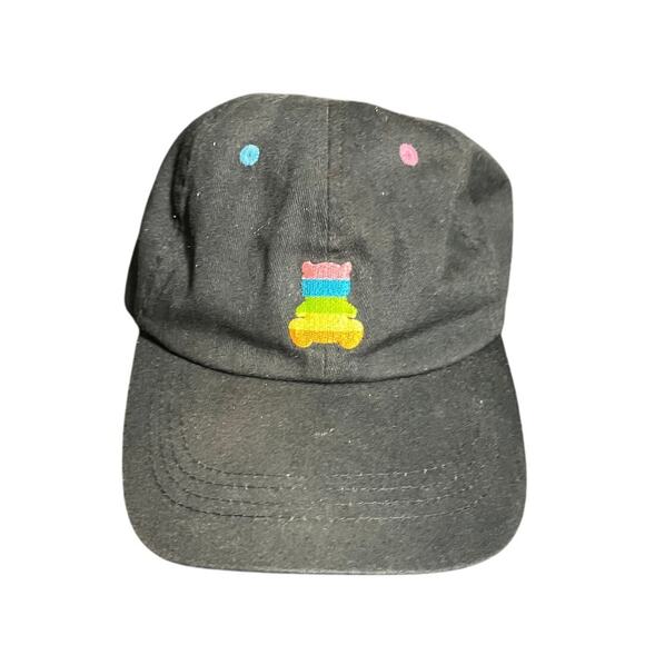 Teddy Fresh Black Rainbow Baseball Cap One Size Adjustable Bear Pride Strapback - Picture 1 of 8